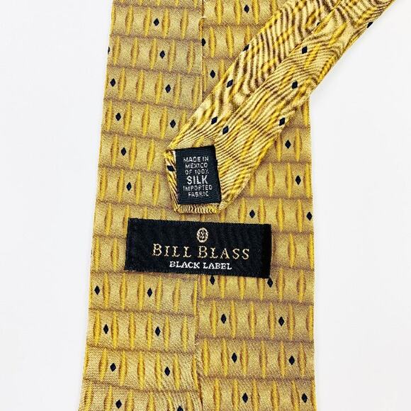 Bill Blass Black Label Multicolor Gold Tan Blue Silk Necktie - Picture 4 of 4